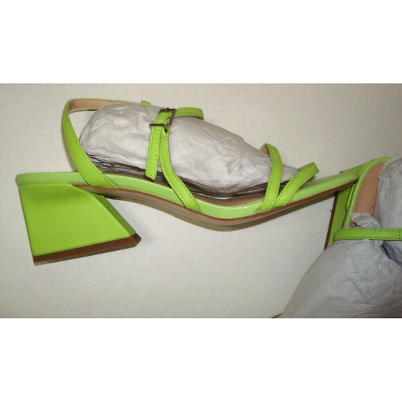New Womens 6 M Sandals Shoes Franco Sarto Lime Green Angled Heels Strappy 2.5 - Picture 4 of 5